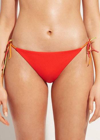 Abajo De Bikini Calzedonia Brazilian String Berlino Mujer Rojas | CL1327RW