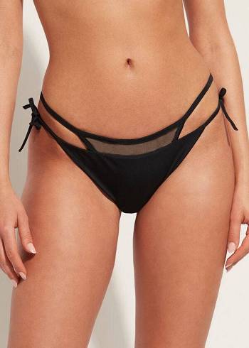 Abajo De Bikini Calzedonia Brazilian String Tokyo Mujer Negras | CL1342LH