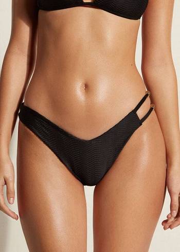 Abajo De Bikini Calzedonia Chevron High-Cut Brazilian Casablanca Mujer Negras | CL1352EX