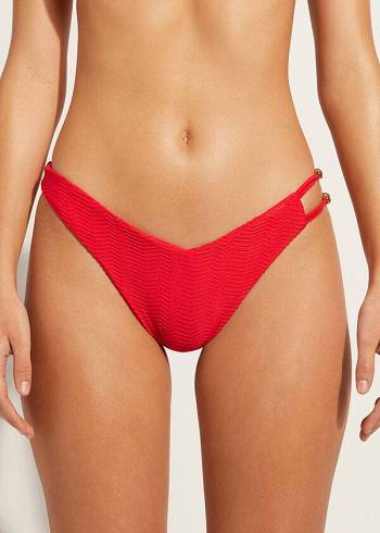Abajo De Bikini Calzedonia Chevron High-Cut Brazilian Casablanca Mujer Rojas | CL1353RW
