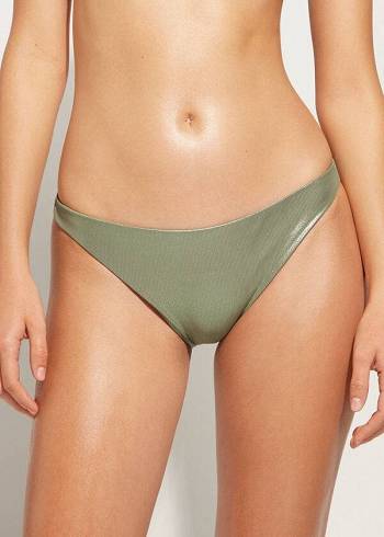 Abajo De Bikini Calzedonia Coated-Effect Antigua Mujer Verde | CL1361SO