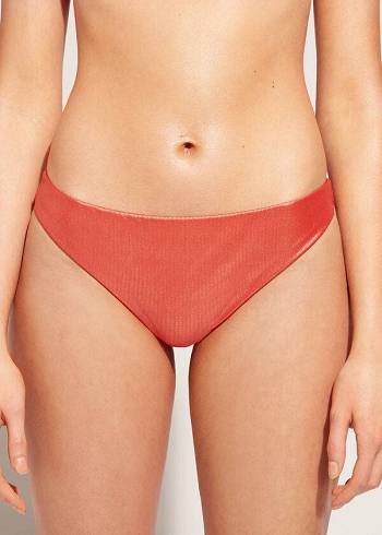 Abajo De Bikini Calzedonia Coated-Effect Antigua Mujer Coral Naranjas | CL1362DN