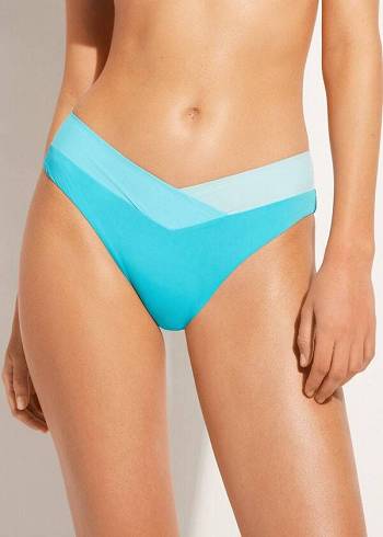 Abajo De Bikini Calzedonia Color Block Azzorre Mujer Turquesa Verde | CL1370XF