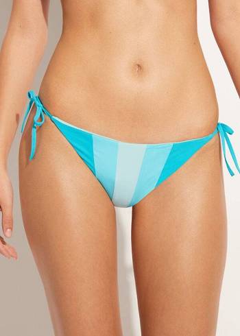 Abajo De Bikini Calzedonia Color Block String Azzorre Mujer Turquesa Verde | CL1371CE
