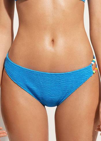 Abajo De Bikini Calzedonia Crinkled San Diego Mujer Azules | CL1375MA