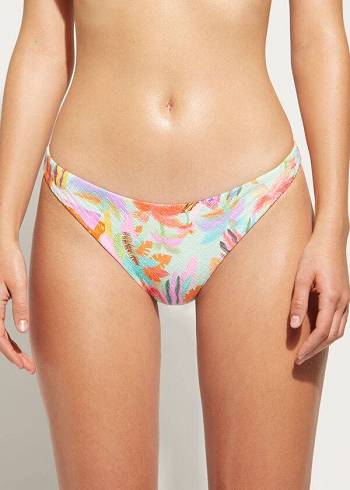Abajo De Bikini Calzedonia Foliage Tahiti Mujer Verde | CL1379RW