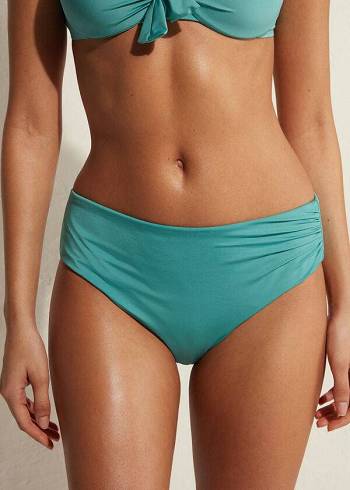 Abajo De Bikini Calzedonia High Cintura Indonesia Eco Mujer Turquesa | CL1426NB