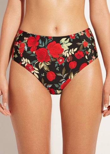 Abajo De Bikini Calzedonia High Cintura Reversible Nizza Mujer Rosas | CL1437PQ