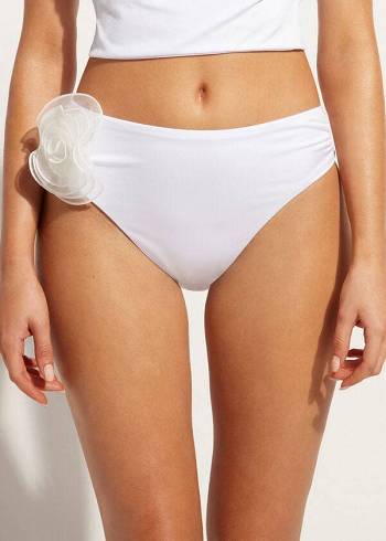 Abajo De Bikini Calzedonia High-Cintura Bora Bora Mujer Blancas | CL1454QZ