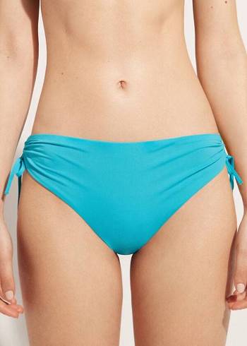 Abajo De Bikini Calzedonia High-Cintura Drawstring Indonesia Mujer Turquesa | CL1458TV