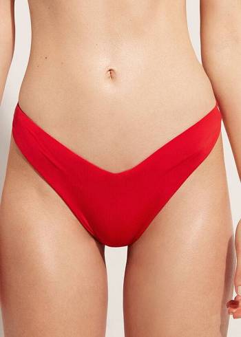 Abajo De Bikini Calzedonia High Cut Brazilian Indonesia Eco Mujer Rojas | CL1391HK