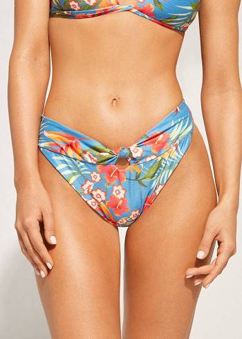 Abajo De Bikini Calzedonia High-Cut Brazilian Maui Mujer Verde | CL1444JJ