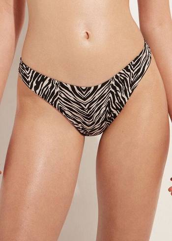 Abajo De Bikini Calzedonia High-Cut Brazilian Nairobi Mujer Negras | CL1449CE