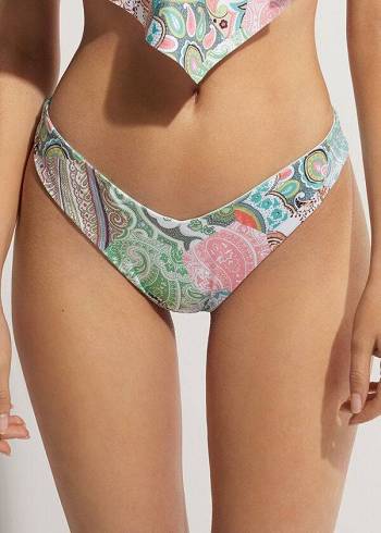 Abajo De Bikini Calzedonia High-Cut Brazilian Saint Tropez Mujer Verde | CL1450VD