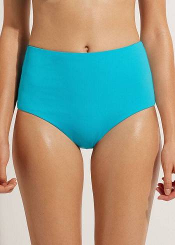 Abajo De Bikini Calzedonia High-Rise Shaping Indonesia Mujer Turquesa Verde | CL1452NB