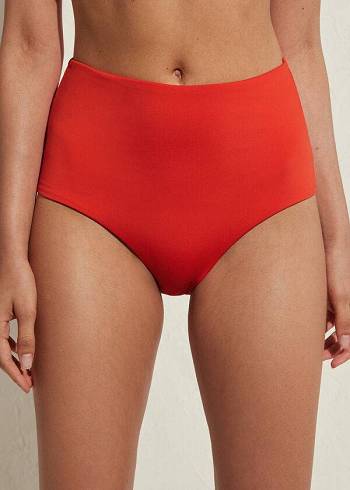 Abajo De Bikini Calzedonia High Shaper Cintura Indonesia Eco Mujer Rojas | CL1405RW
