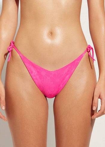 Abajo De Bikini Calzedonia High V-Cut Brazilian Antibes Mujer Rosas | CL1410OR