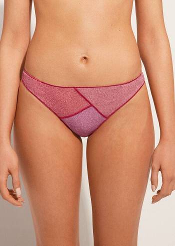 Abajo De Bikini Calzedonia Lamé Lisbona Mujer Rosas | CL1489PQ