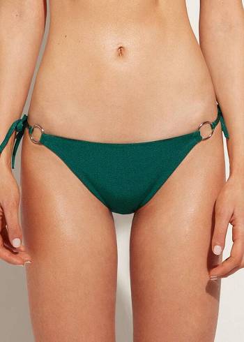 Abajo De Bikini Calzedonia Lamé String Hollywood Mujer Verde | CL1491SO