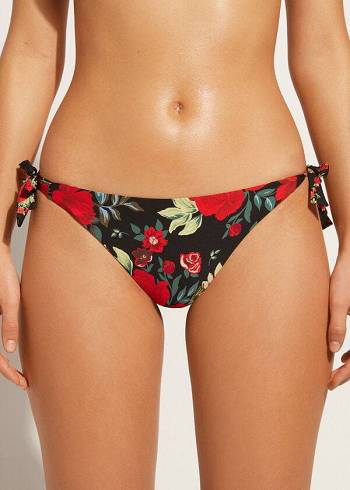 Abajo De Bikini Calzedonia Reversible String Nizza Mujer Rosas | CL1514OR