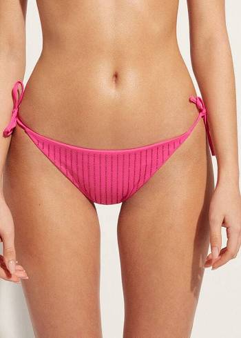 Abajo De Bikini Calzedonia Rhinestone Brazilian String Shanghai Mujer Rosas | CL1517SO