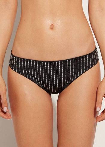 Abajo De Bikini Calzedonia Rhinestone Shanghai Mujer Negras | CL1520GL