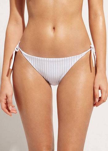 Abajo De Bikini Calzedonia Rhinestone String Shanghai Mujer Blancas | CL1527CE