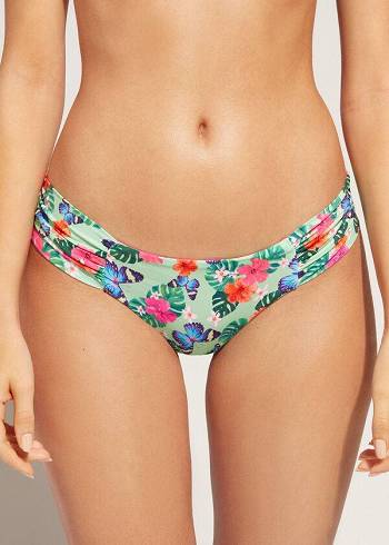 Abajo De Bikini Calzedonia Ruffled Brazilian Malibu Mujer Multicolor | CL1529BC