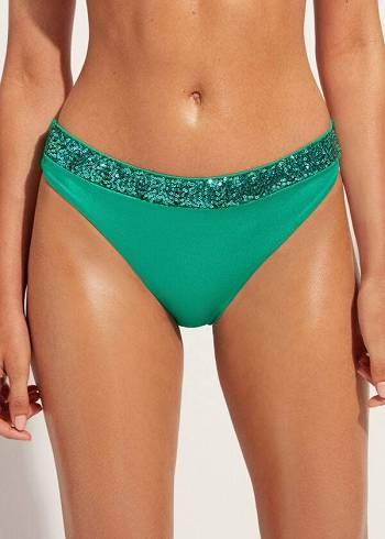 Abajo De Bikini Calzedonia Sequined Cannes Mujer Verde | CL1536TV