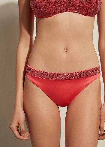 Abajo De Bikini Calzedonia Sequined Cannes Mujer Rosas | CL1537YU