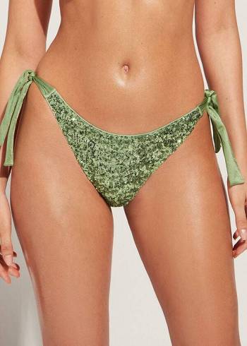 Abajo De Bikini Calzedonia Sequined Side-Tie Cannes Mujer Verde | CL1548JJ