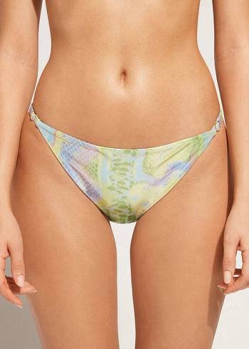 Abajo De Bikini Calzedonia Snake-Pattern Adjustable-Side Las Palmas Mujer Verde | CL1573HK