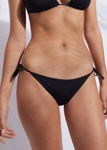 Abajo De Bikini Calzedonia String Indonesia Mujer Negras | CL1597FM