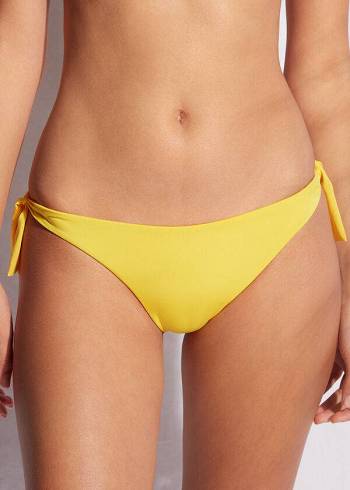 Abajo De Bikini Calzedonia Tied Brazilian Indonesia Eco Mujer Amarillo | CL1644OR