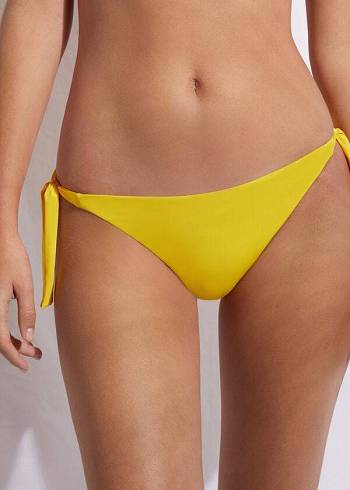 Abajo De Bikini Calzedonia Tied Indonesia Eco Side tie Mujer Amarillo | CL1653KI