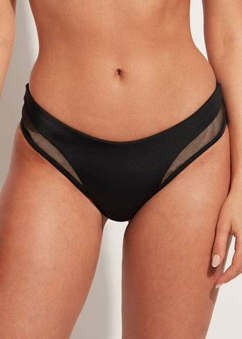 Abajo De Bikini Calzedonia Tulle Insert Shaped Cintura Tokyo Mujer Rosas | CL1657CE