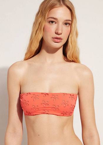 Arriba De Bikini Calzedonia Acolchado Bandeau Corfù Mujer Coral Naranjas | CL1785ZG