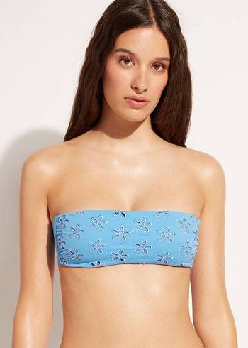 Arriba De Bikini Calzedonia Acolchado Bandeau Corfù Mujer Azules | CL1786XF