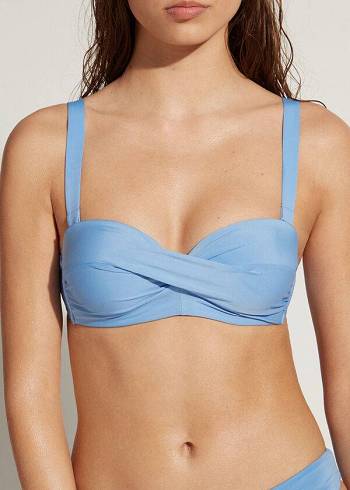 Arriba De Bikini Calzedonia Acolchado Bandeau Indonesia Mujer Azules | CL1789BC