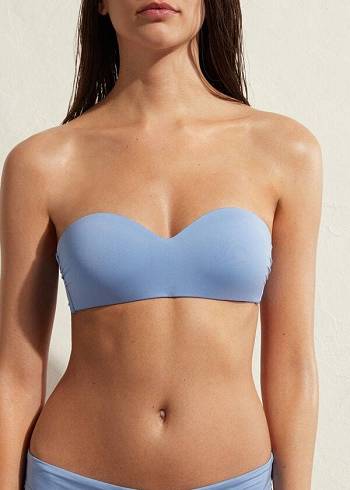 Arriba De Bikini Calzedonia Acolchado Bandeau Indonesia Eco Mujer Azules | CL1794EX