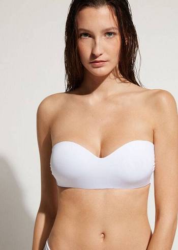Arriba De Bikini Calzedonia Acolchado Bandeau Indonesia Eco cobey Mujer Blancas | CL1797YU