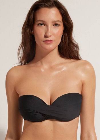 Arriba De Bikini Calzedonia Acolchado Bandeau Indonesia Eco cobey Mujer Negras | CL1798UT