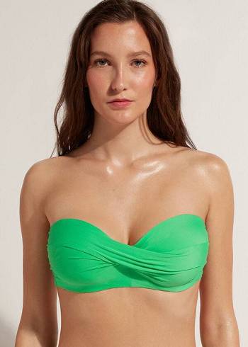 Arriba De Bikini Calzedonia Acolchado Bandeau Indonesia Eco cobey Mujer Verde | CL1799IS