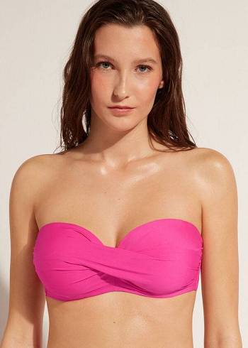Arriba De Bikini Calzedonia Acolchado Bandeau Indonesia Eco cobey Mujer Rosas | CL1800OR