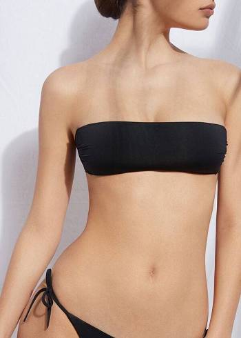 Arriba De Bikini Calzedonia Acolchado Bandeau Indonesia Eco rosa Mujer Negras | CL1803SO