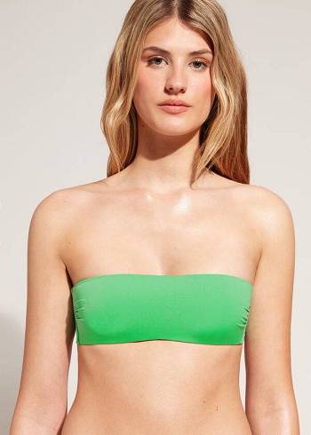 Arriba De Bikini Calzedonia Acolchado Bandeau Indonesia Eco rosa Mujer Verde | CL1804DN
