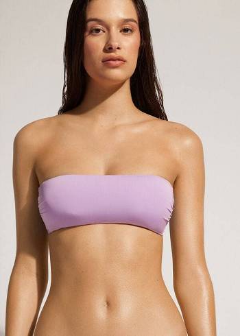 Arriba De Bikini Calzedonia Acolchado Bandeau Indonesia Eco Strapless Mujer Moradas | CL1808JJ