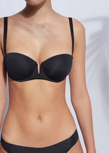 Arriba De Bikini Calzedonia Acolchado Push Up Indonesia Eco rosa Mujer Negras | CL1825IS