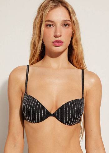 Arriba De Bikini Calzedonia Acolchado Push Up Shanghai Mujer Negras | CL1832GL
