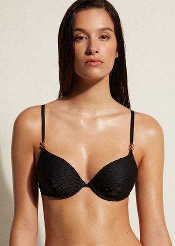 Arriba De Bikini Calzedonia Acolchado Push-Up Casablanca Mujer Negras | CL1846EX
